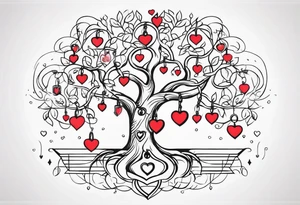 Family tree with lock and hearts tattoo idea