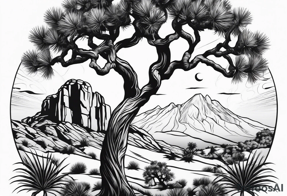 Yin and yang Joshua tree tattoo idea
