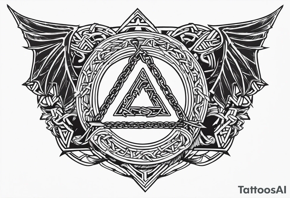 Valhalla sword shield dragon axe Valknut barbed wire chains tattoo idea Valhalla sword shield dragon axe Valknut barbed wire chains tattoo idea