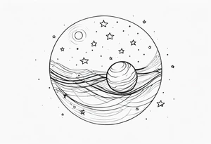 Planet with stars tattoo idea