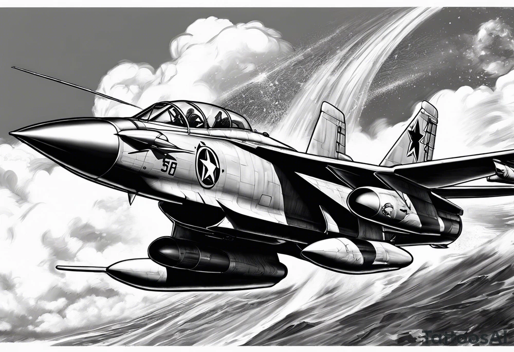 Military pin up girl riding missile tattoo idea