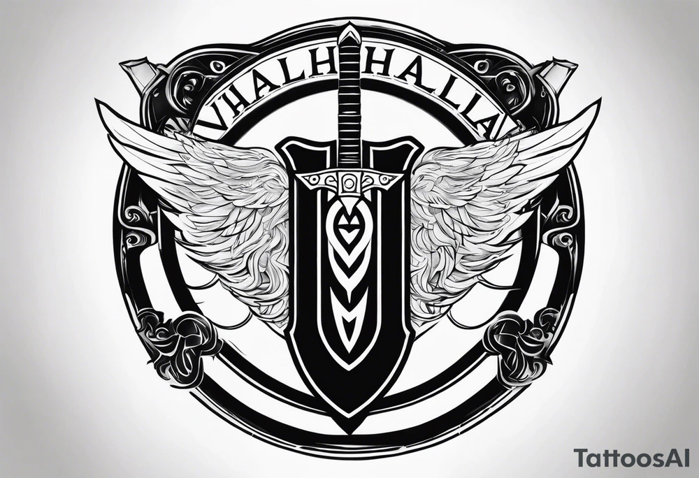 Valhalla sword round shield tattoo idea