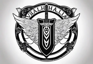 Valhalla sword round shield tattoo idea