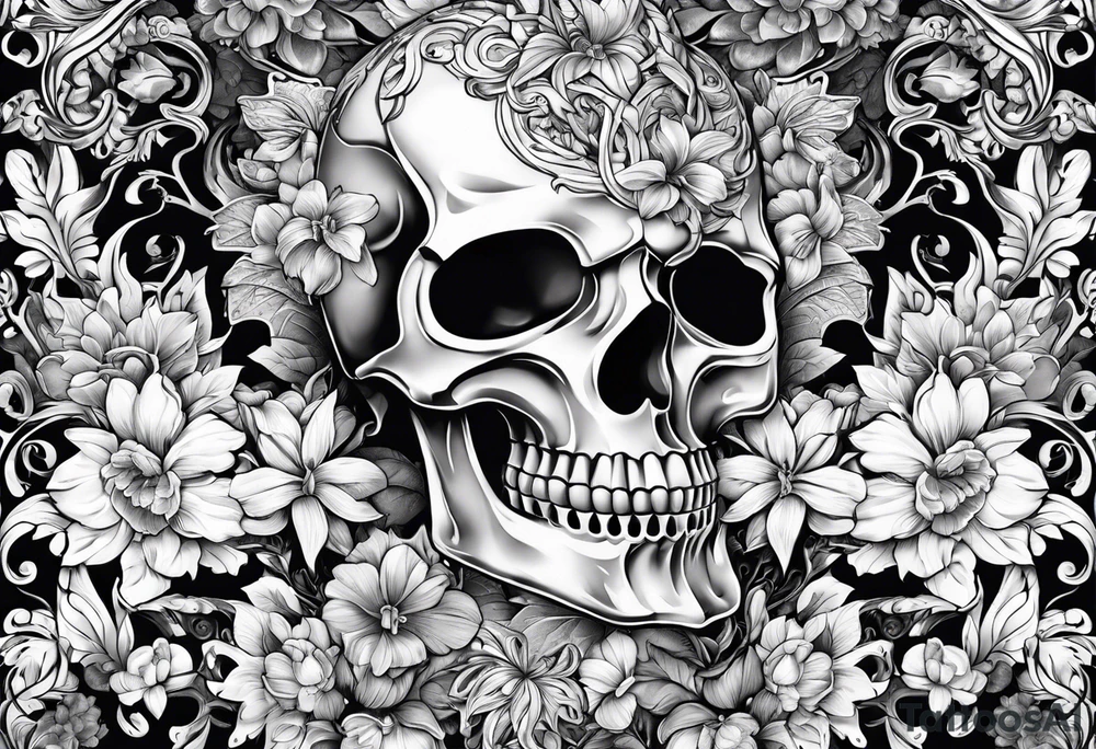 Armor, floral, skulls tattoo idea