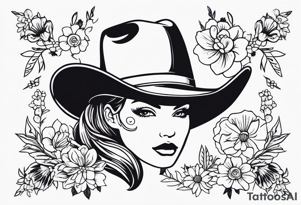 floral western cowgirl tattoo idea