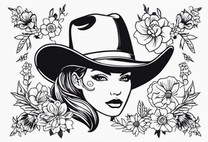 floral western cowgirl tattoo idea