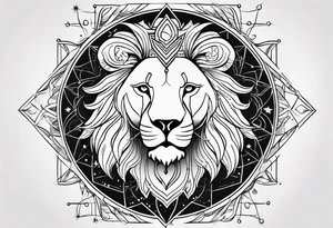 Leo zodiac sign and all of its elements including the constellation on a back tatto tattoo idea