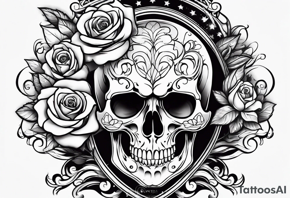 skull with rose tattoo idea