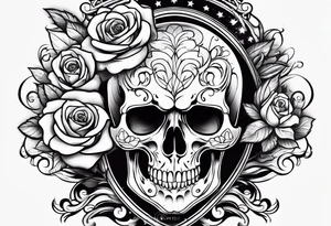skull with rose tattoo idea