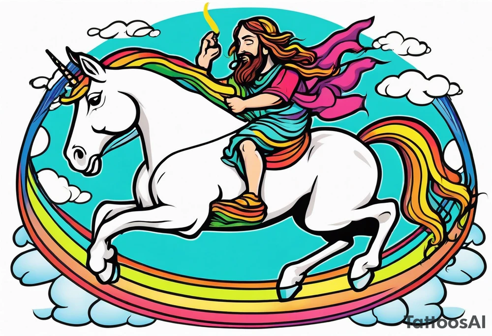 Jesus playing leapfrog with a unicorn tattoo idea