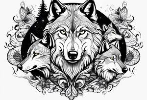 Wolf family of 5 tattoo idea