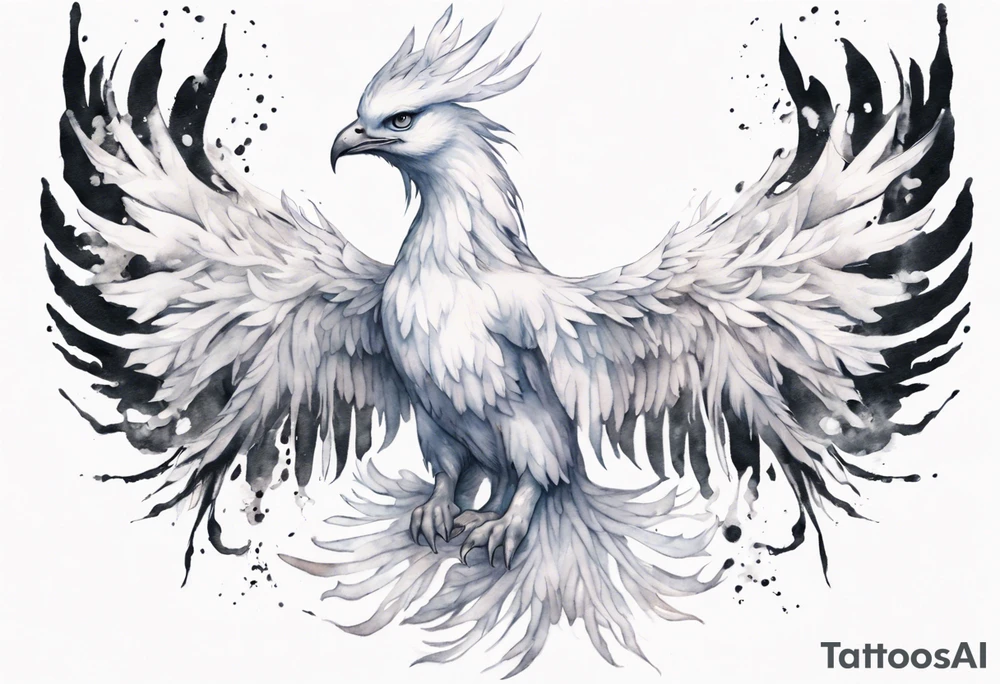 a white phoenix wearing a simple iron crown tattoo idea a white phoenix wearing a simple iron crown tattoo idea