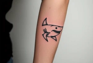 powerful  small great white shark moving forward tattoo tattoo idea