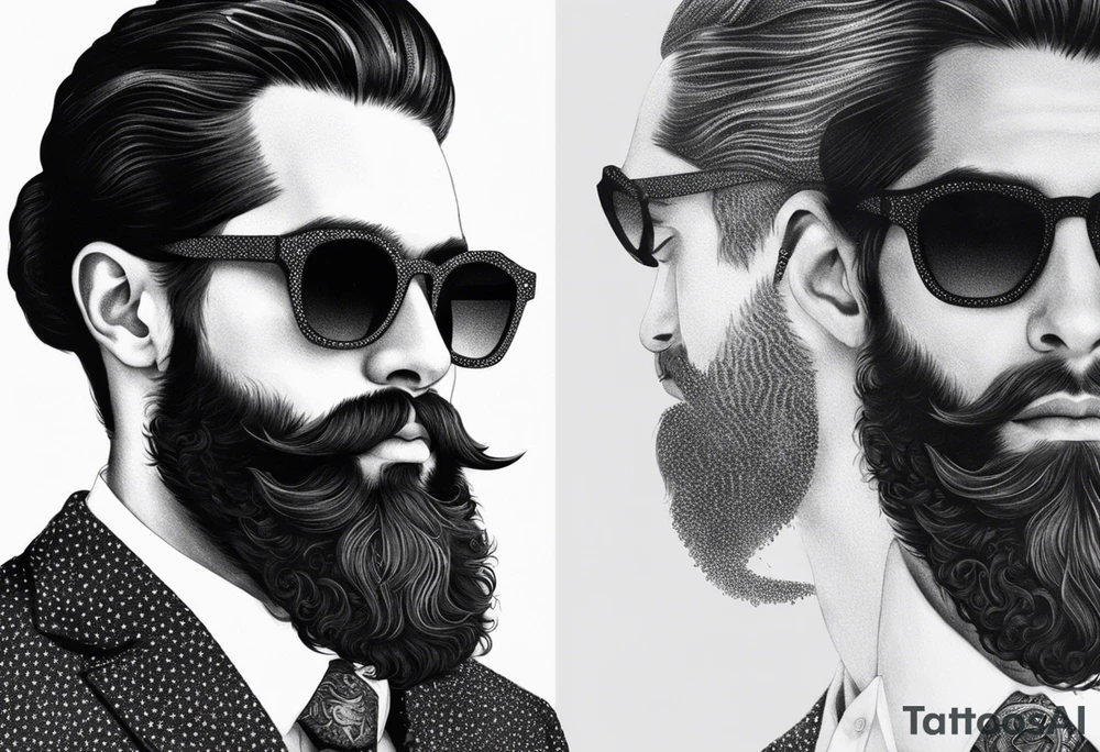 capricorn with beard and sunglasses tattoo idea