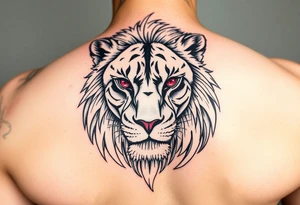 powerful majestic lioness with ruby eyes tattoo idea