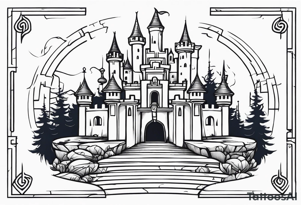 Labyrinth Castle with bell tattoo idea