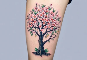 Flowering hawthorne tree with lilly of the vally bells planted by  tree tattoo idea