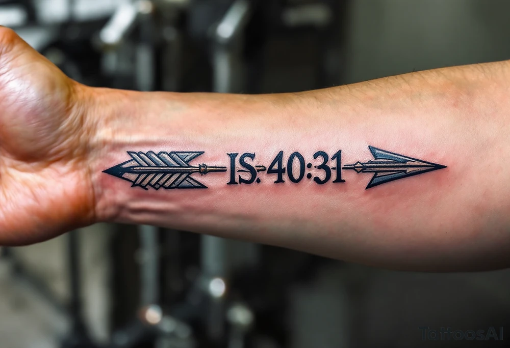 japanese arrow saying "Isaiah 40:31" tattoo idea