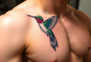 A hummingbird with a falcon’s tail (only red , blue and black are possible colors) tattoo idea