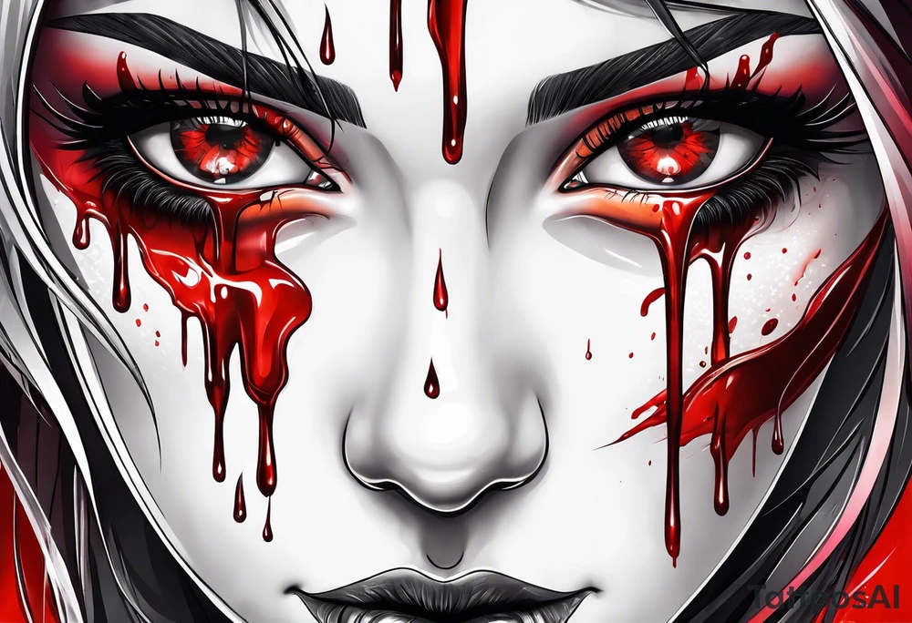 Bloody tears flow from eye tattoo design tattoo idea