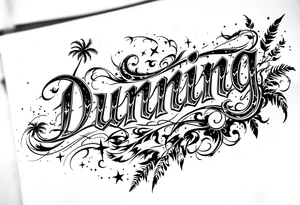 Dunning, Romanian theme with palm trees, cross,angels,npuerto rican tribal patterns tattoo idea