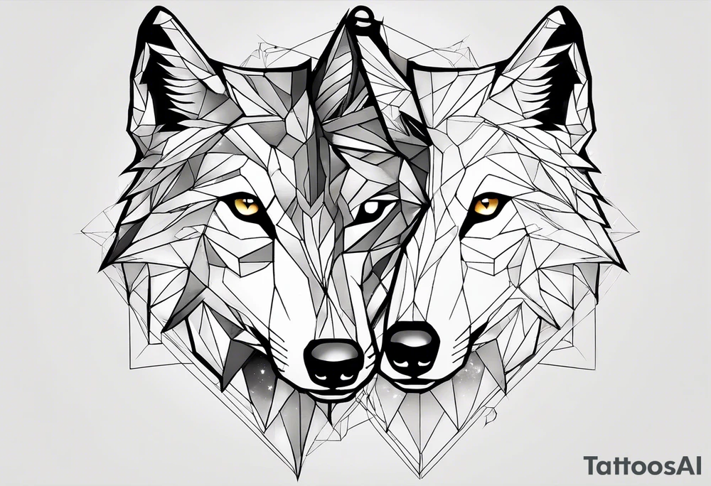 Constellation, two animal wolf, géométric tattoo idea