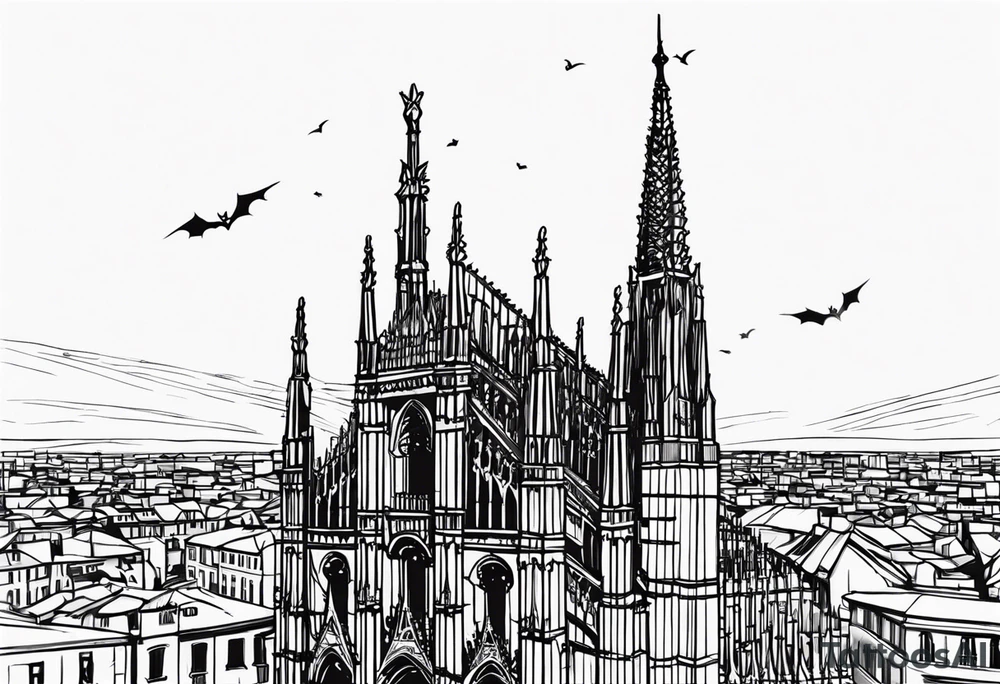 jack skellington on the spire of the Milan cathedral tattoo idea