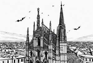 jack skellington on the spire of the Milan cathedral tattoo idea