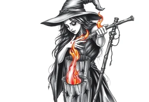 Witch burning alive on a stake tattoo idea