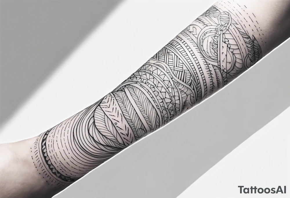 Thin line of a Nordic chain that surrounds the forearm, tattoo idea