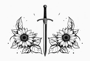 simple sword with sunflowers and vines covering it tattoo idea