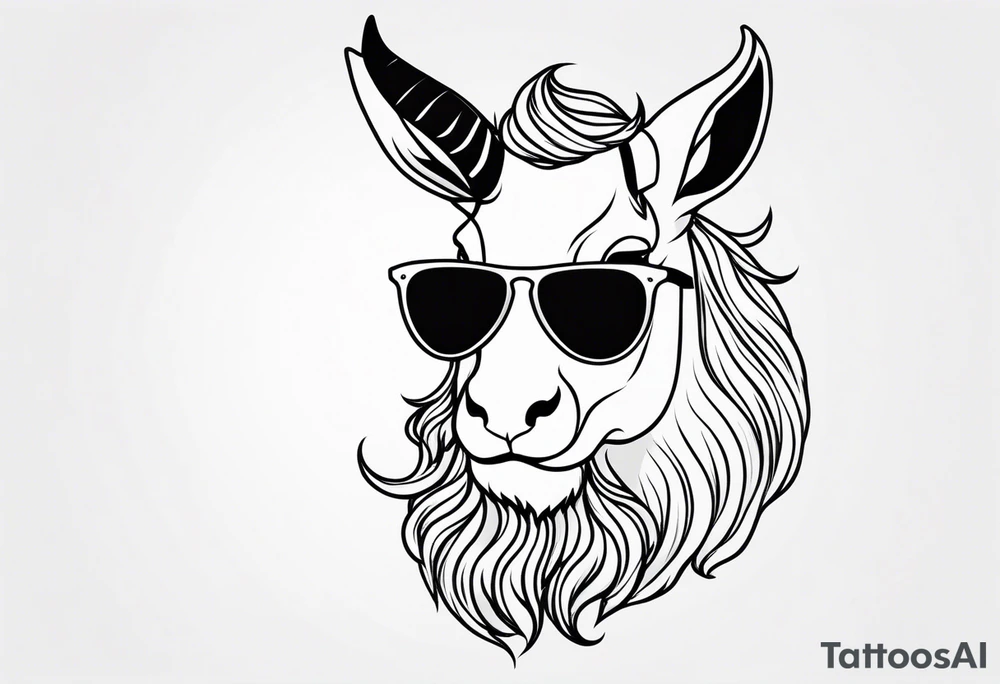 capricorn with beard and sunglasses tattoo idea