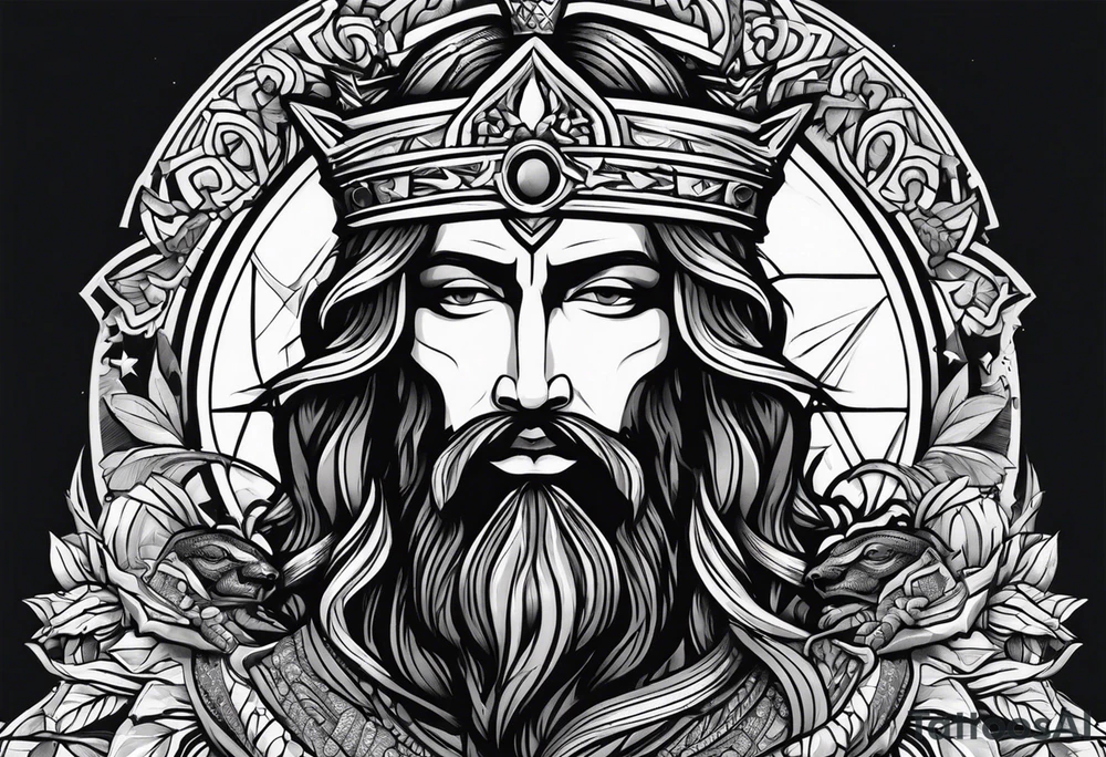 Almighty powerful King Jesus slaying the Serpent's head off tattoo idea