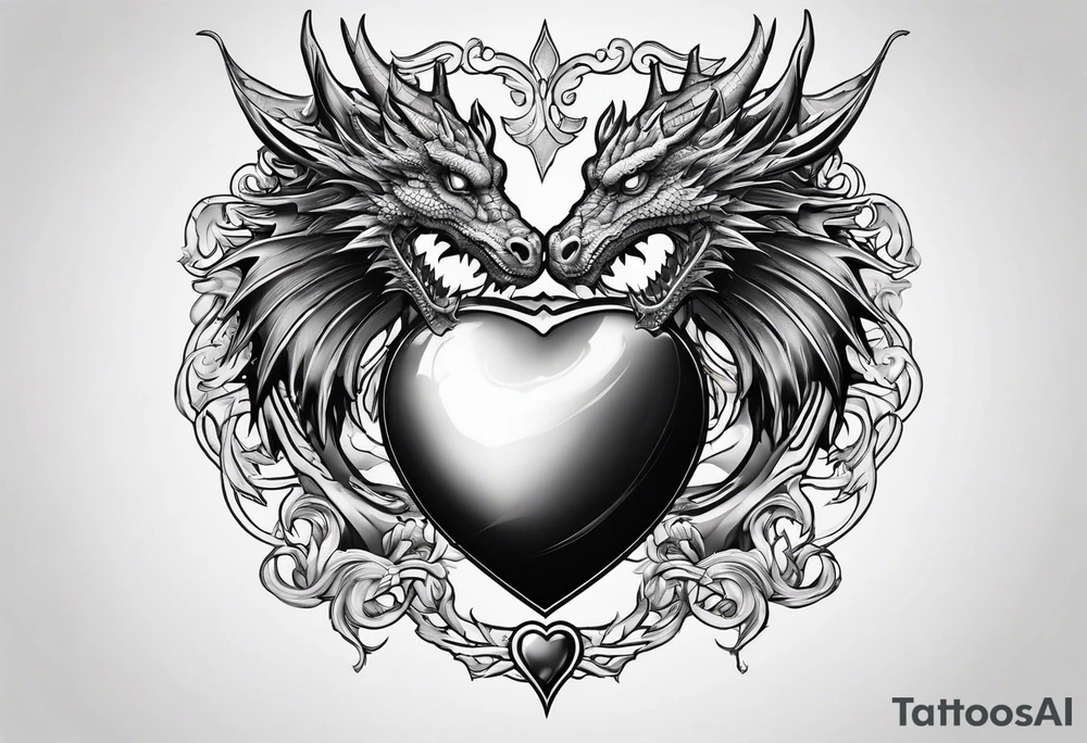 Realistic heart with a dragon tattoo idea