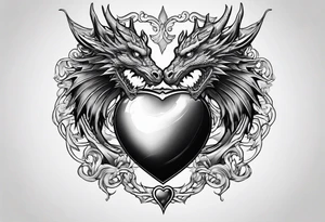 Realistic heart with a dragon tattoo idea
