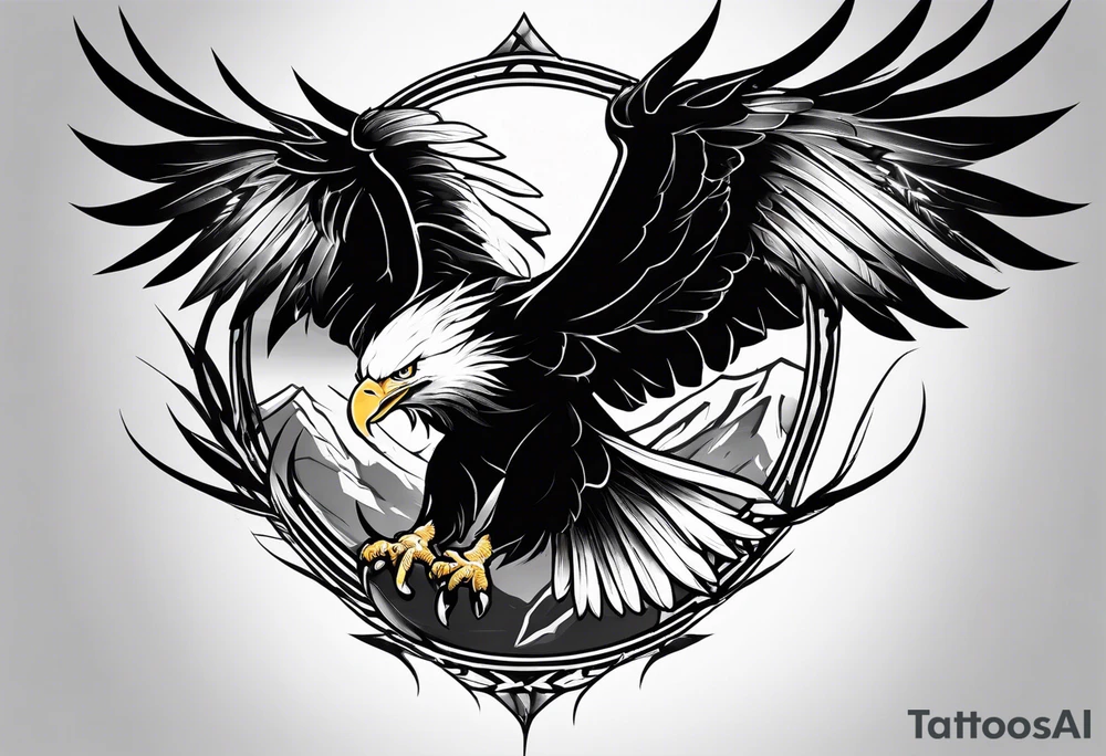eagle fighting predators tattoo idea