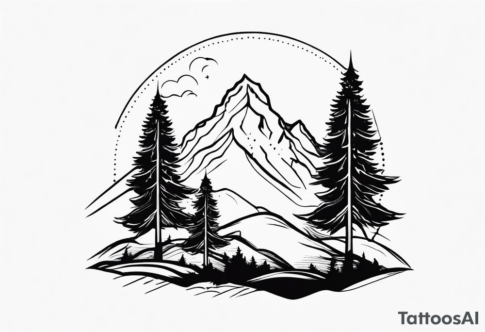 mountain and trees tattoo idea