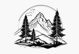 mountain and trees tattoo idea