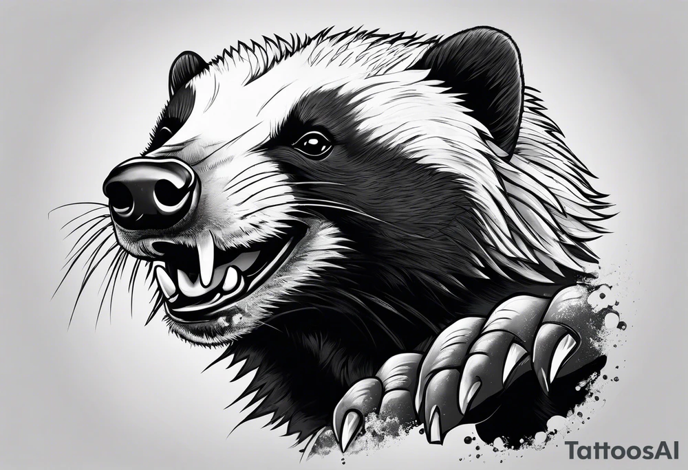 honey badger peeking over, claws tattoo idea