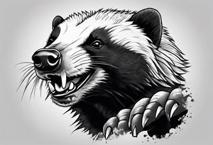 honey badger peeking over, claws tattoo idea