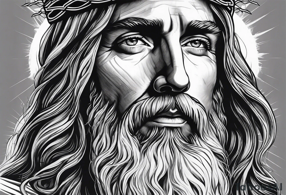 Jesus christ face with white beards tattoo idea