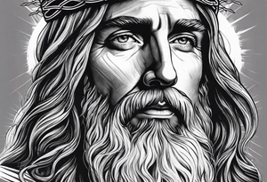 Jesus christ face with white beards tattoo idea
