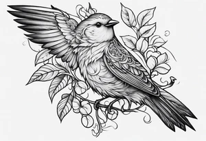 Small birds and vines going up the forearm tattoo idea