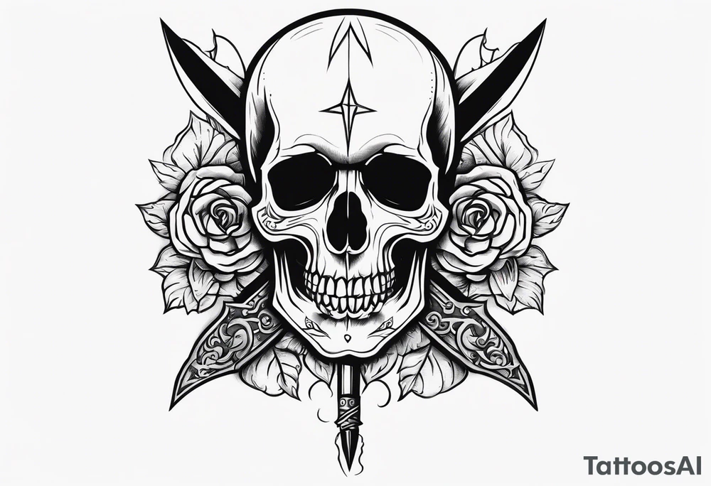 Skull and dagger tattoo idea