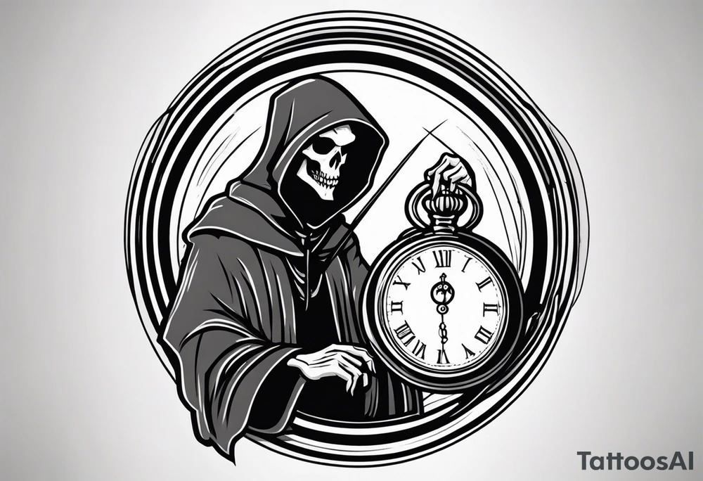 Grim reaper with a pocket watch tattoo idea