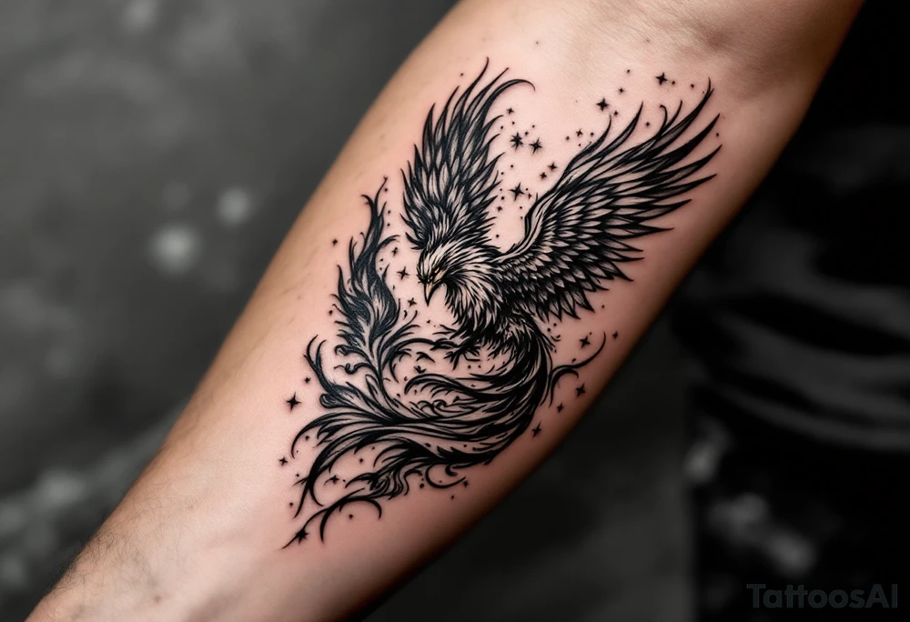 phoenix with aura and special effects tattoo idea