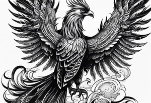 masculine phoenix with the words rise up in spite of the ach tattoo idea
