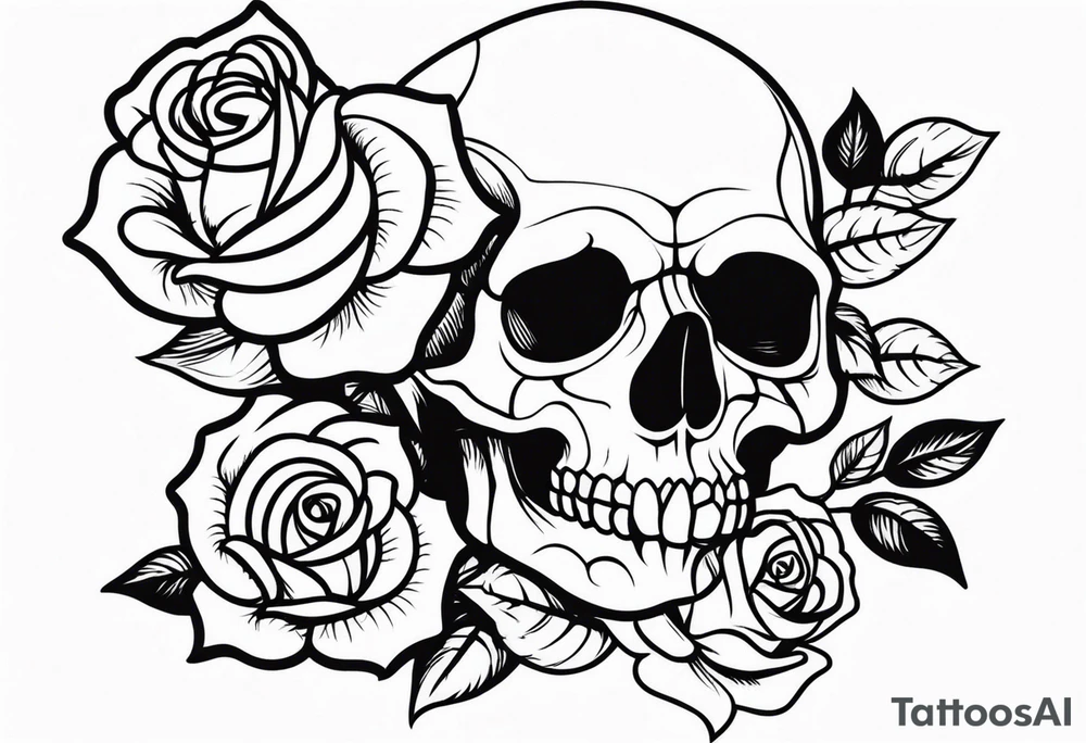 skull and roses tattoo idea