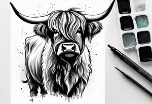 a cute highland cow on 2 feet tattoo idea