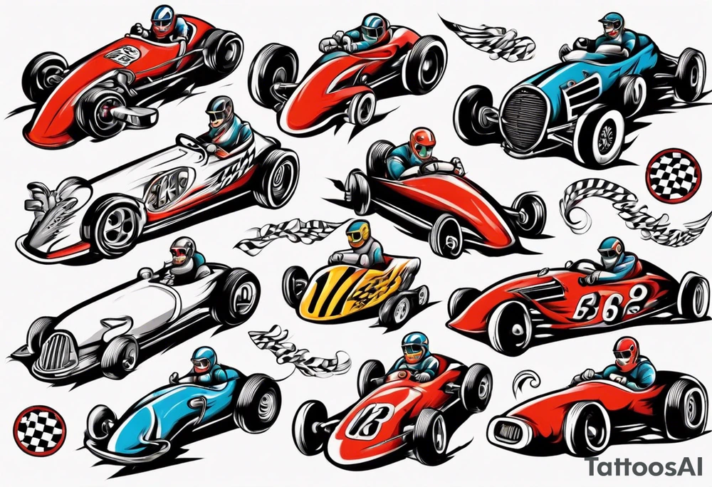 Racecar driving on track tattoo idea